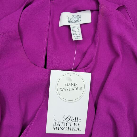 Badgley Mishka Belle Sleeveless Sheath Dress Tiered Top Purple | Size 2 - Picture 7 of 11